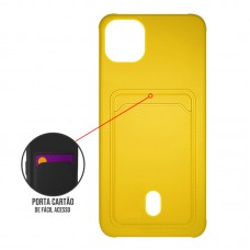 Capa para iPhone 13 Mini - Emborrachada Case Card Push Amarela